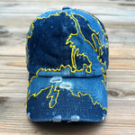 Load image into Gallery viewer, Yellow On Denim Distressed Dad Hat
