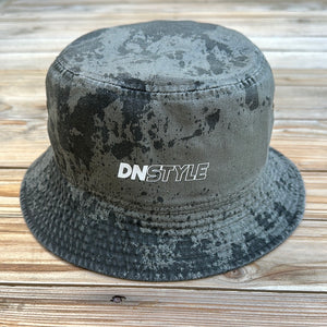 Gray x Black Paint Splattered Bucket Hat