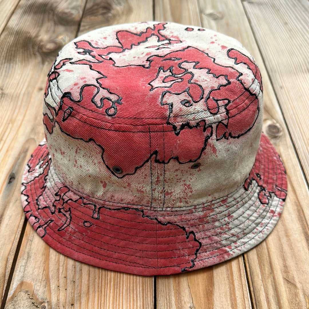 Red Splatter Denim Bucket Hat