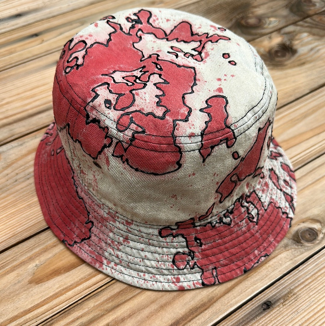 Red Splatter Denim Bucket Hat