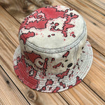 Load image into Gallery viewer, Red Splatter Denim Bucket Hat
