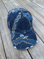 Load image into Gallery viewer, Golden Nights Denim Dad Hat
