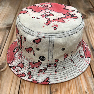Red Splatter Denim Bucket Hat