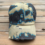 Load image into Gallery viewer, Dark Gray x Fluorescent Blue Bleachy Dad Hat
