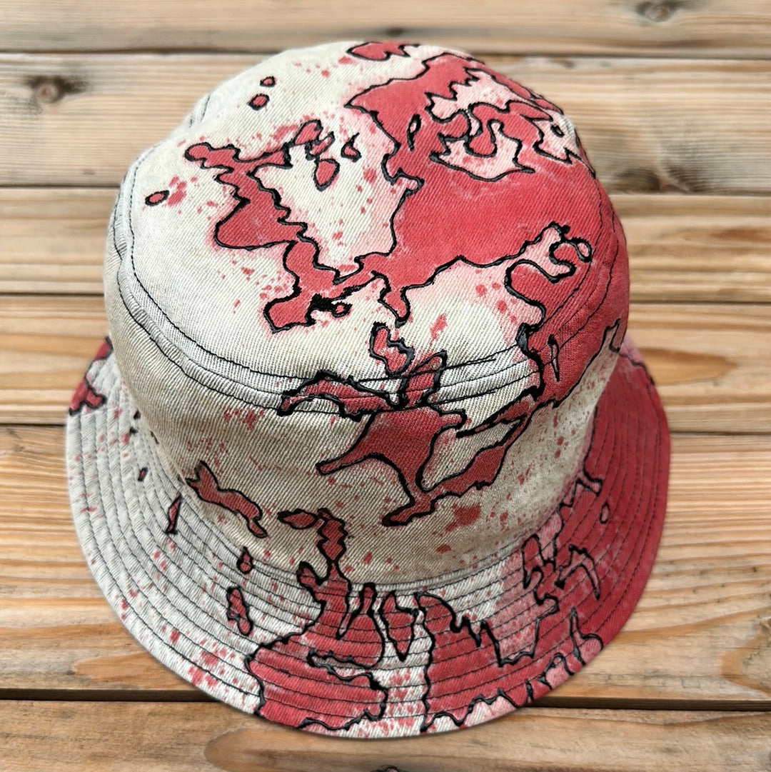 Red Splatter Denim Bucket Hat