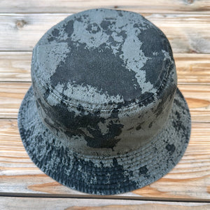 Gray x Black Paint Splattered Bucket Hat