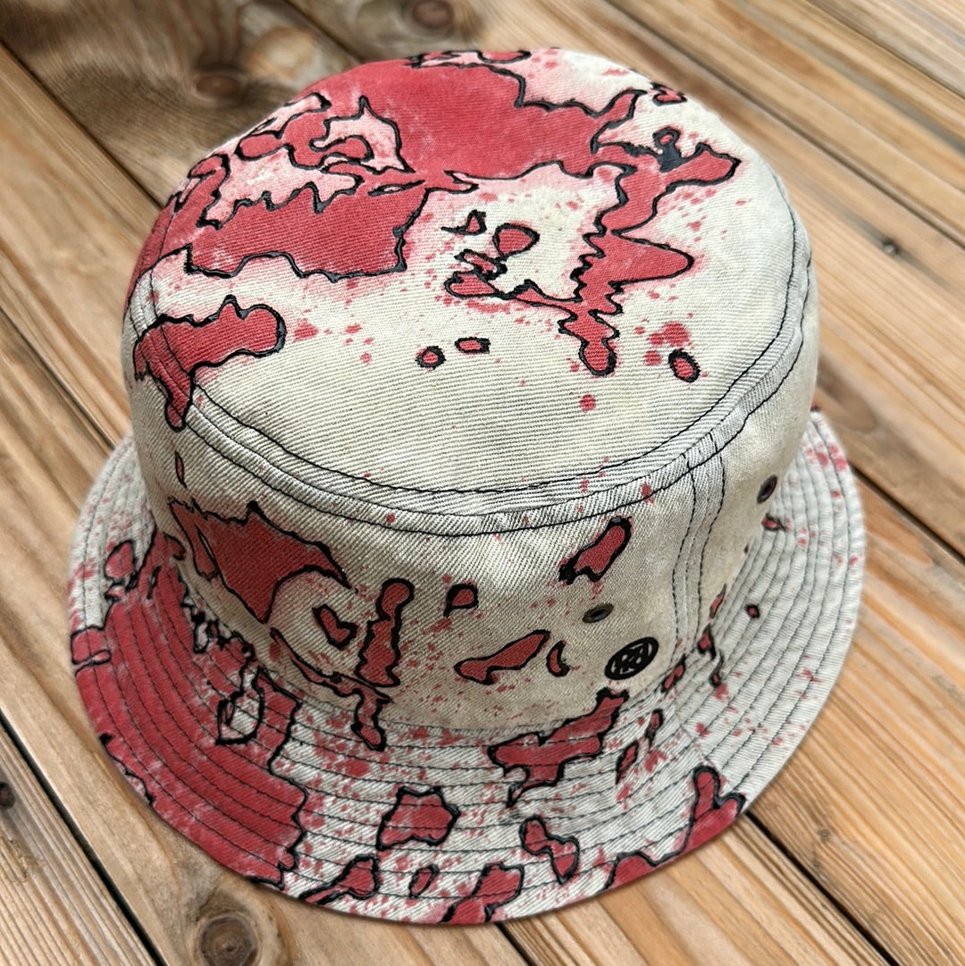 Red Splatter Denim Bucket Hat