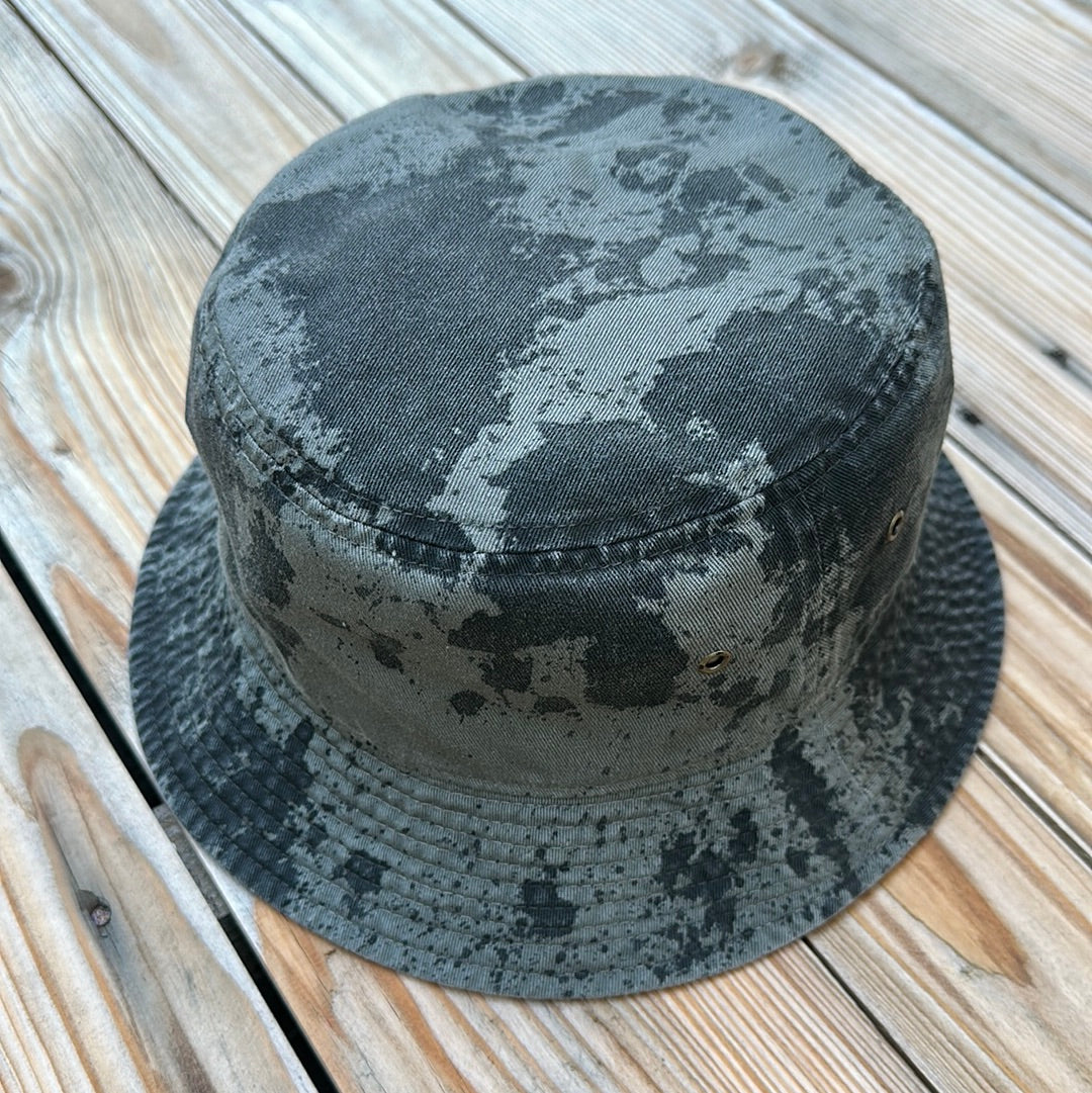 Gray x Black Paint Splattered Bucket Hat