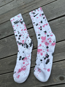 Black & Pink Paint Splattered Socks