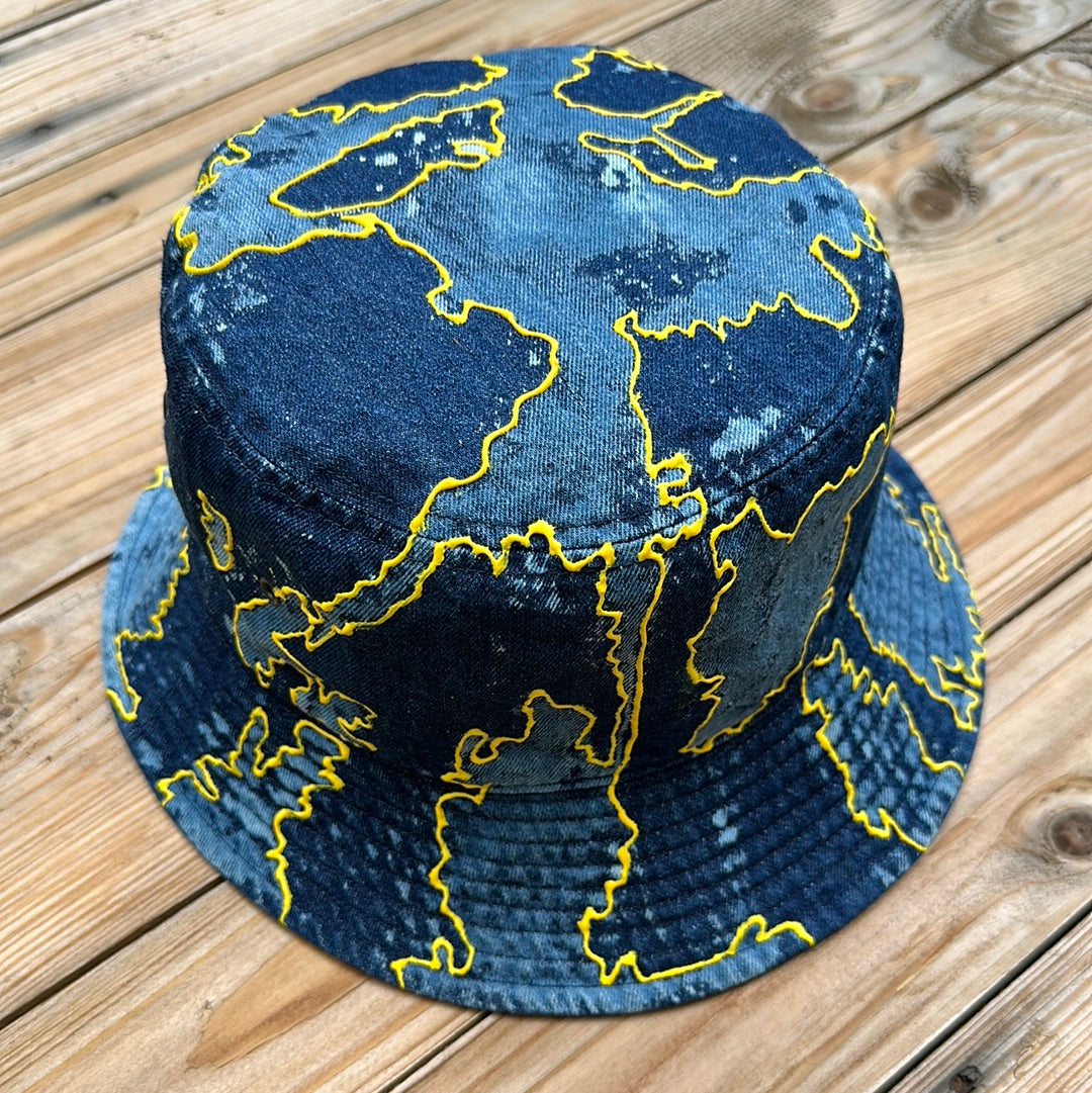 Denim Blue x Yellow Bucket Hat Deep Fit