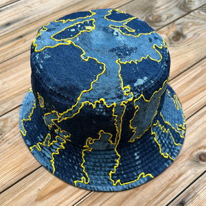 Denim Blue x Yellow Bucket Hat Deep Fit