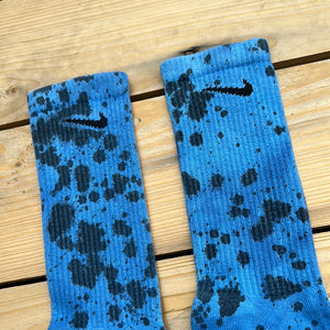Blue & Black Paint Splattered Socks