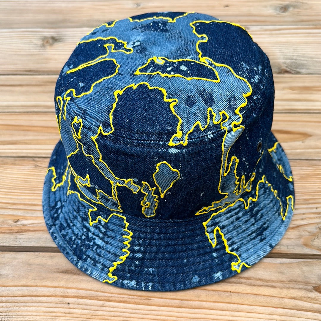 Denim Blue x Yellow Bucket Hat Deep Fit