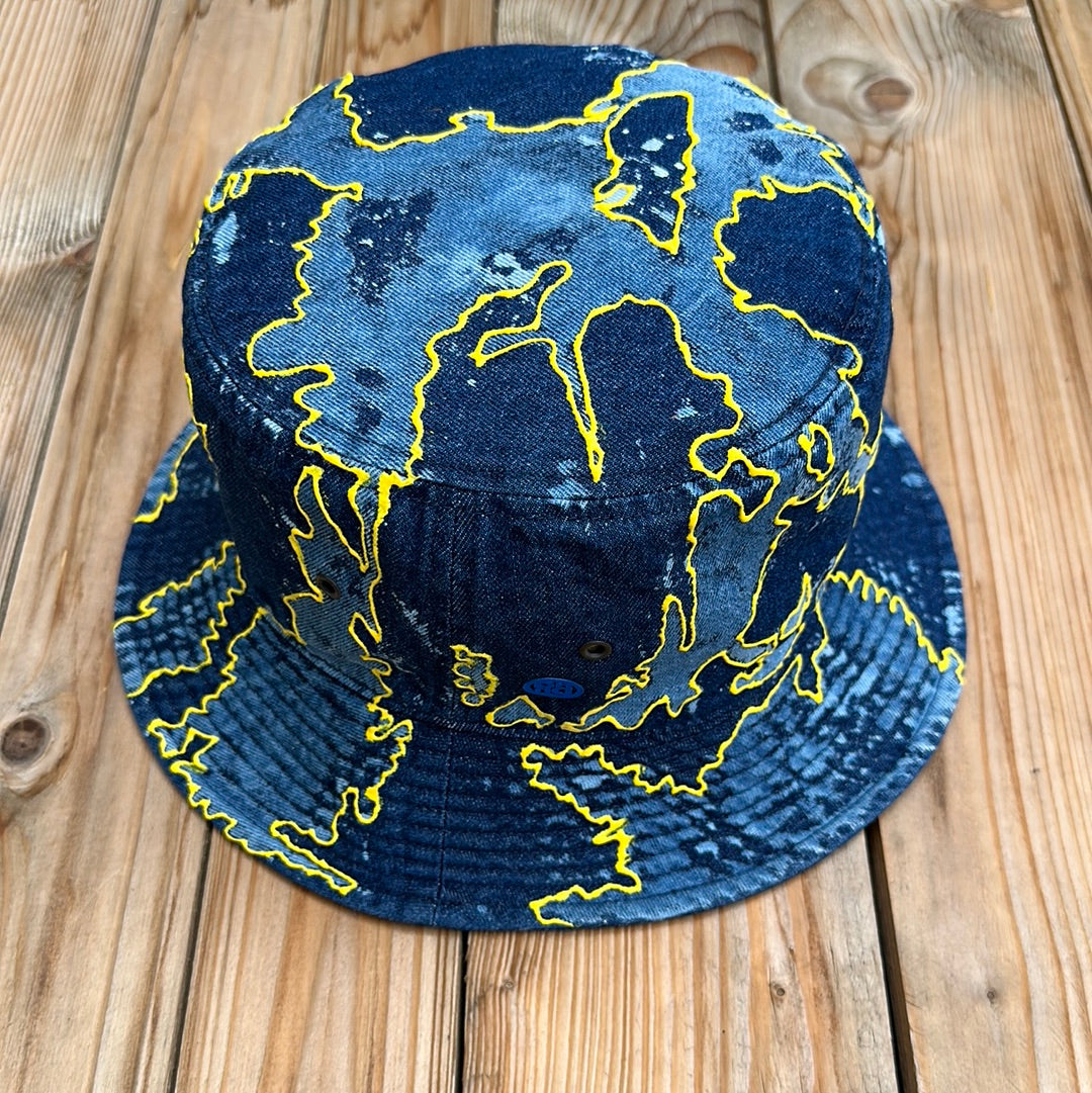 Denim Blue x Yellow Bucket Hat Deep Fit