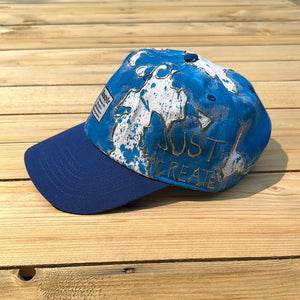 Blue x Silver x White Paint Splattered Dad Hat