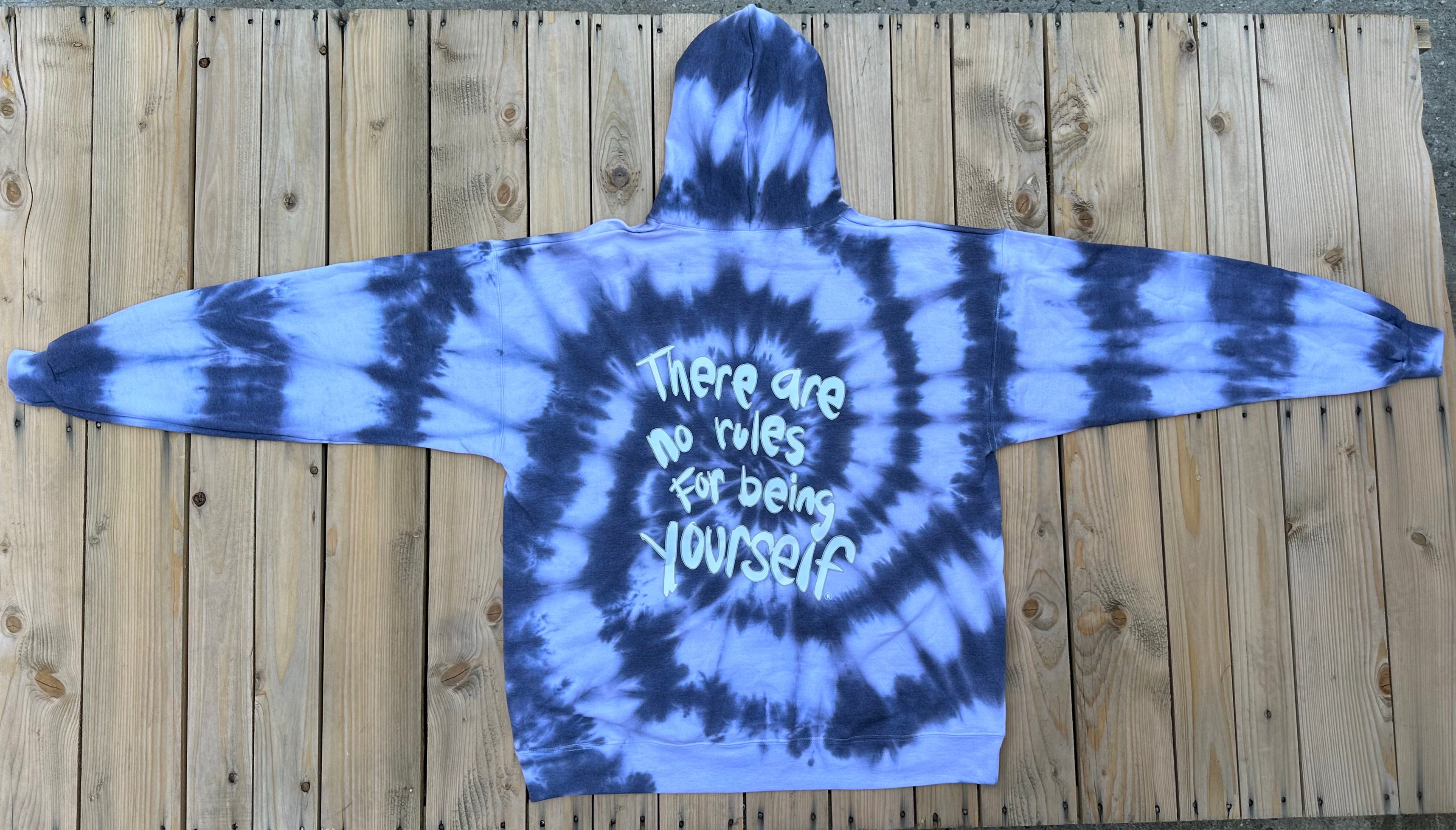 There are no rules for being yourself Black Tie Dye Hoodie - XL