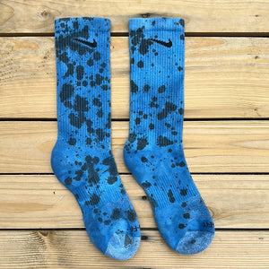 Blue & Black Paint Splattered Socks