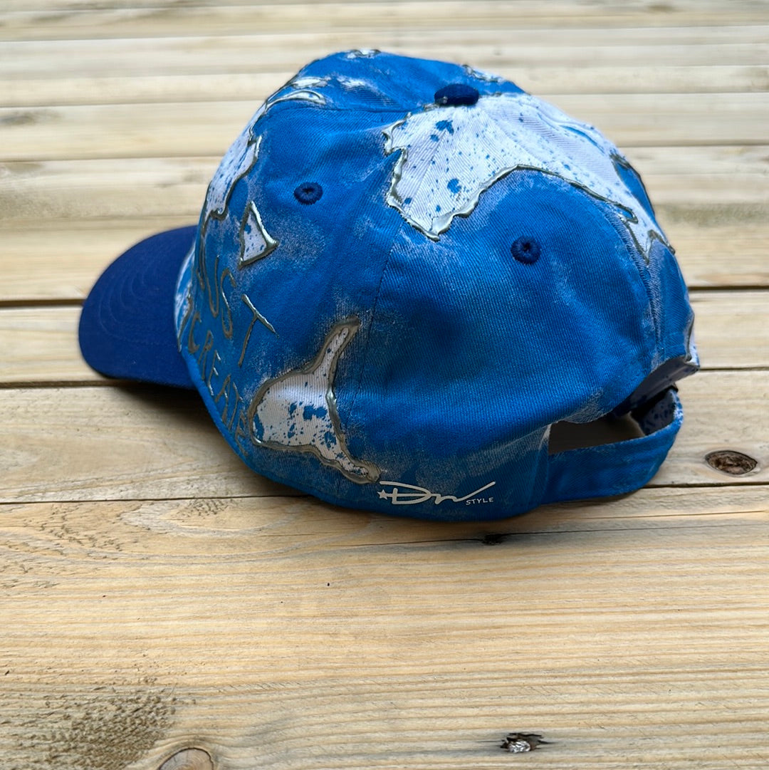 Blue x Silver x White Paint Splattered Dad Hat