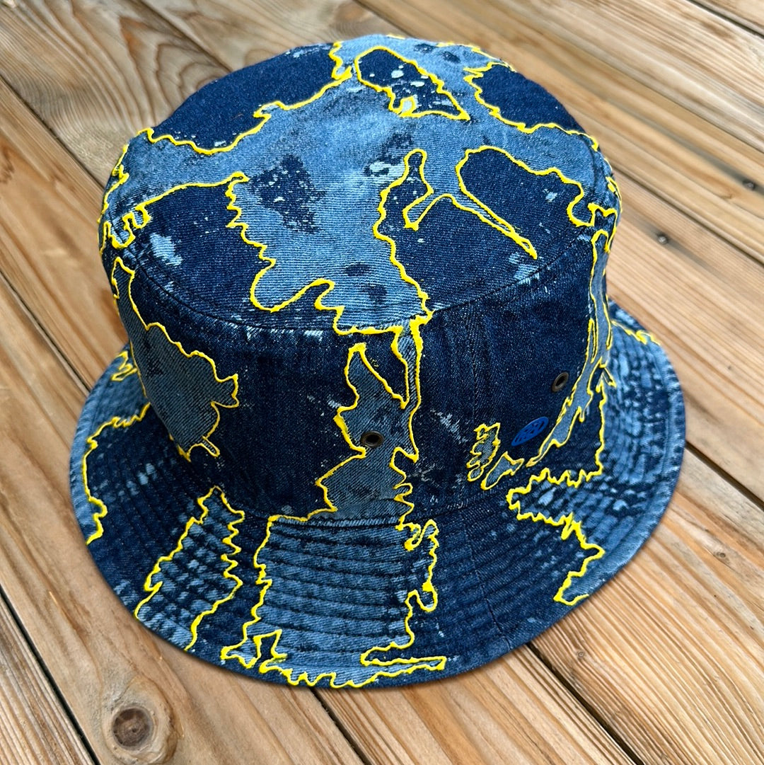 Denim Blue x Yellow Bucket Hat Deep Fit