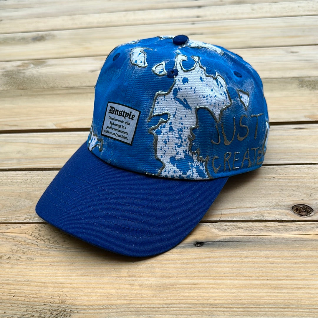 Blue x Silver x White Paint Splattered Dad Hat