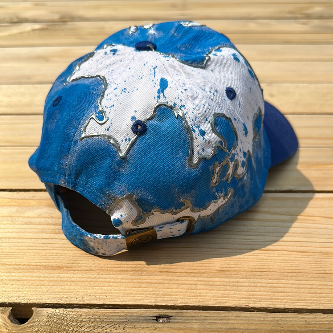 Blue x Silver x White Paint Splattered Dad Hat