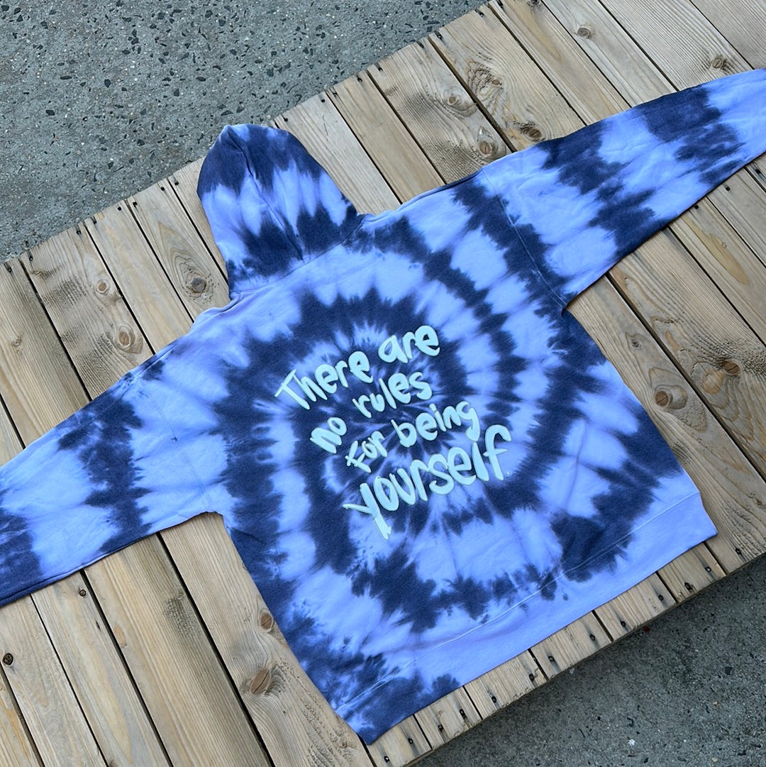 There are no rules for being yourself Black Tie Dye Hoodie - XL