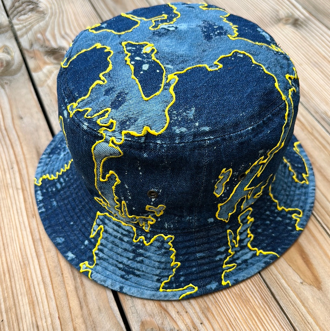 Denim Blue x Yellow Bucket Hat Deep Fit