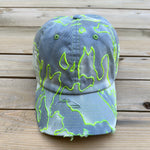 Load image into Gallery viewer, Glow In The Dark x Gray x Yellow  Distressed Dad Hat
