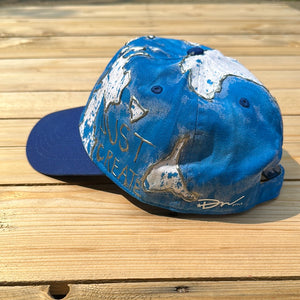 Blue x Silver x White Paint Splattered Dad Hat