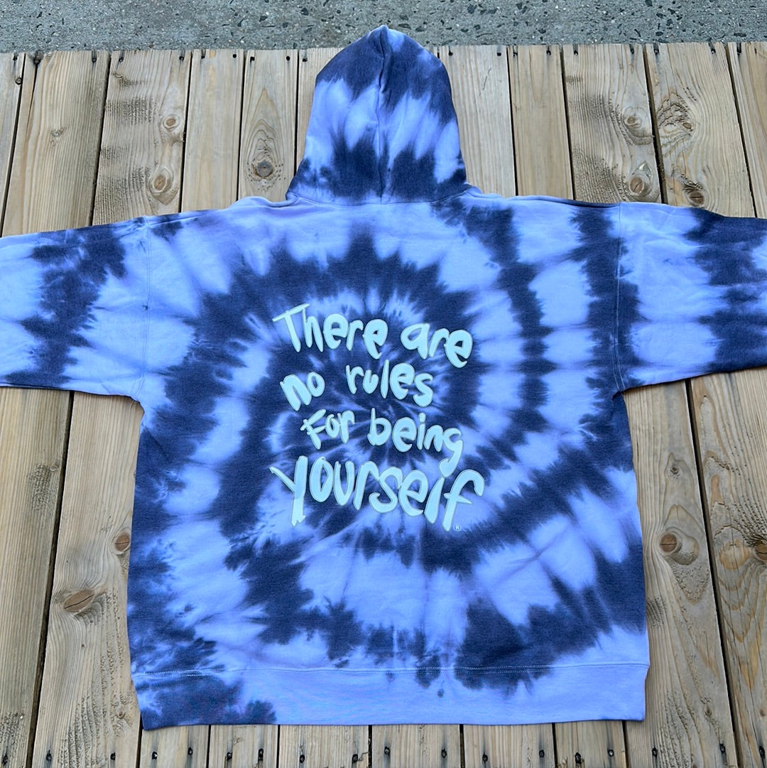 There are no rules for being yourself Black Tie Dye Hoodie - XL