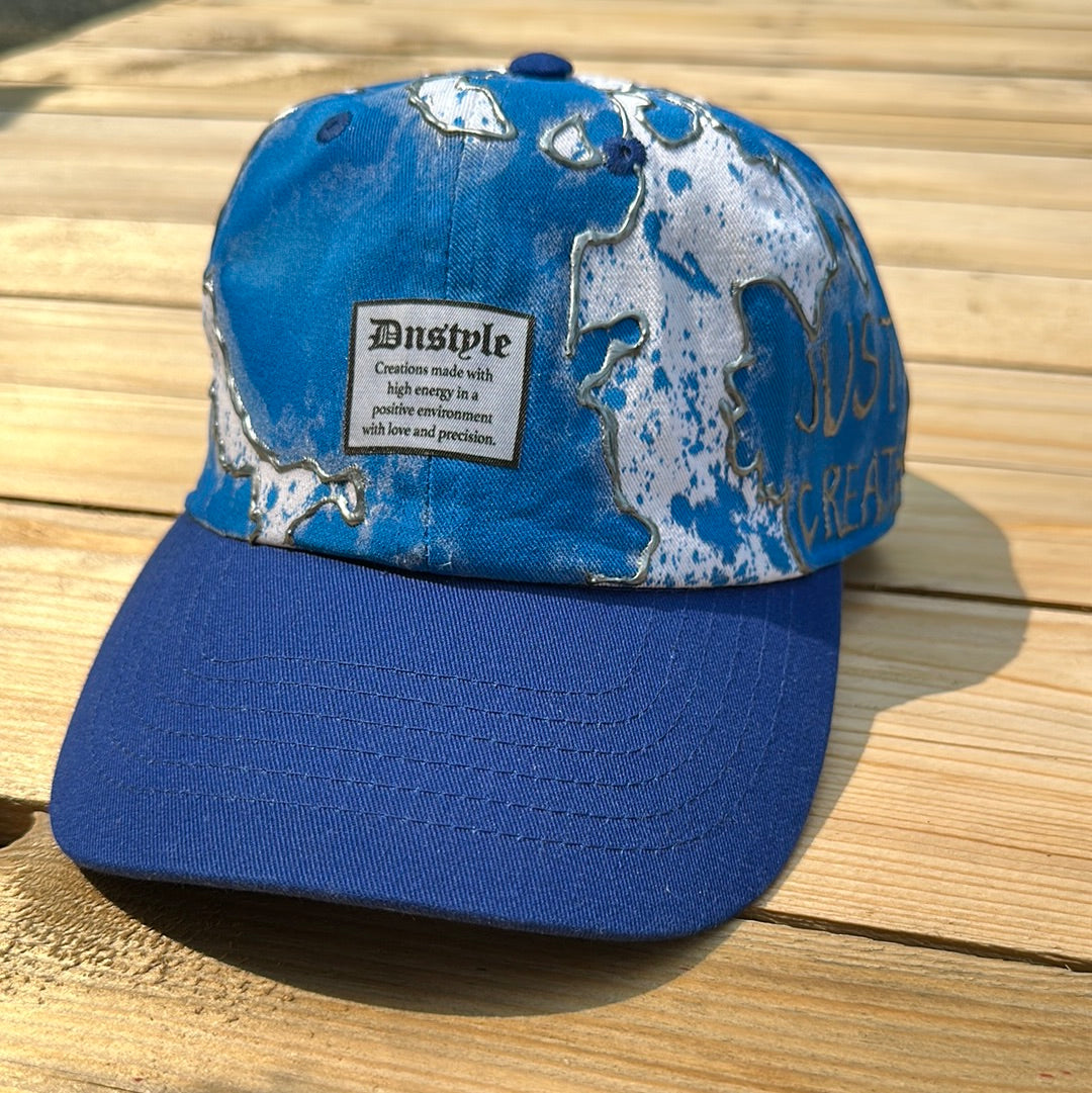 Blue x Silver x White Paint Splattered Dad Hat