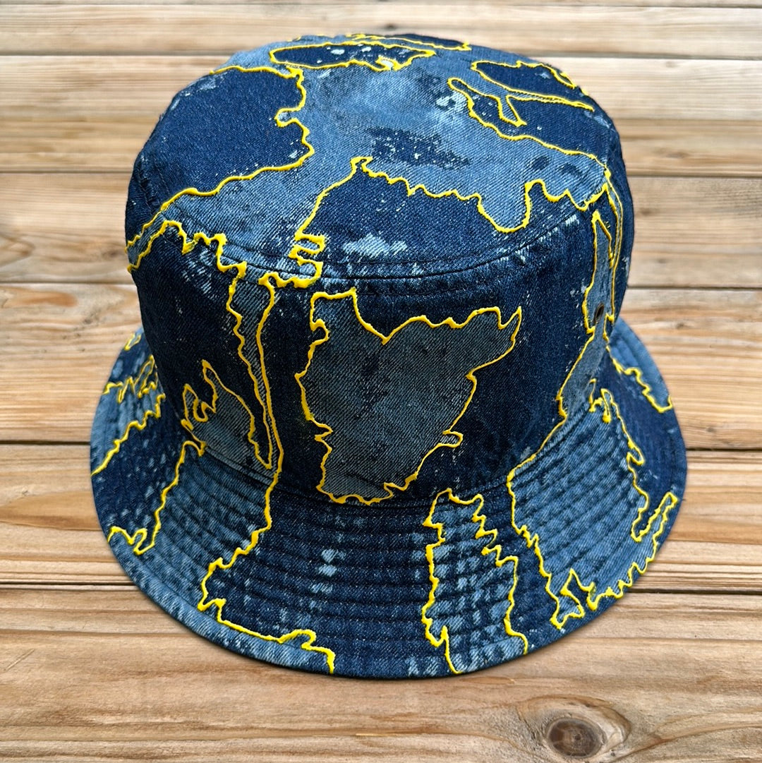 Denim Blue x Yellow Bucket Hat Deep Fit