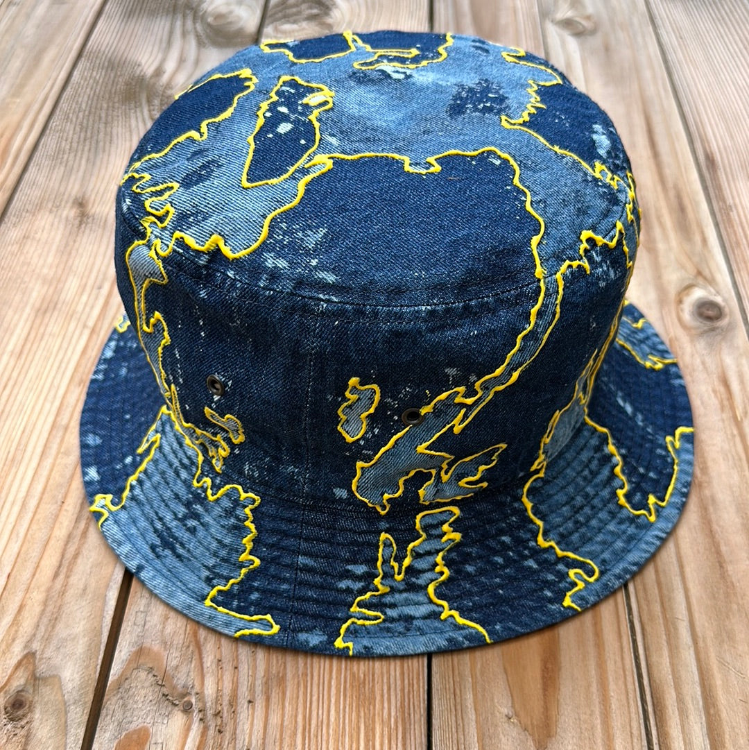 Denim Blue x Yellow Bucket Hat Deep Fit