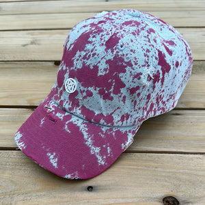 Pink Paint Splattered  Denim Distressed Dad Hat