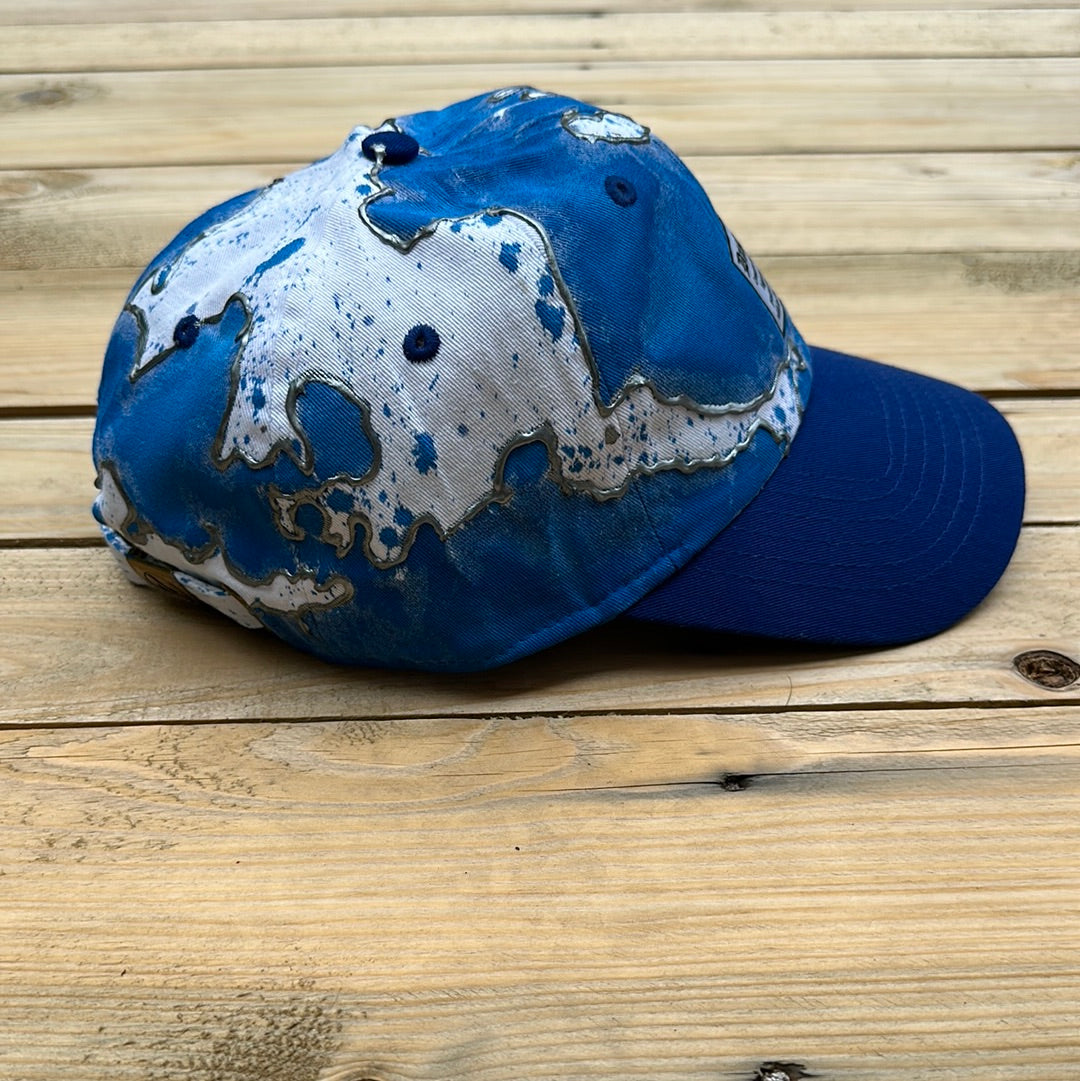 Blue x Silver x White Paint Splattered Dad Hat