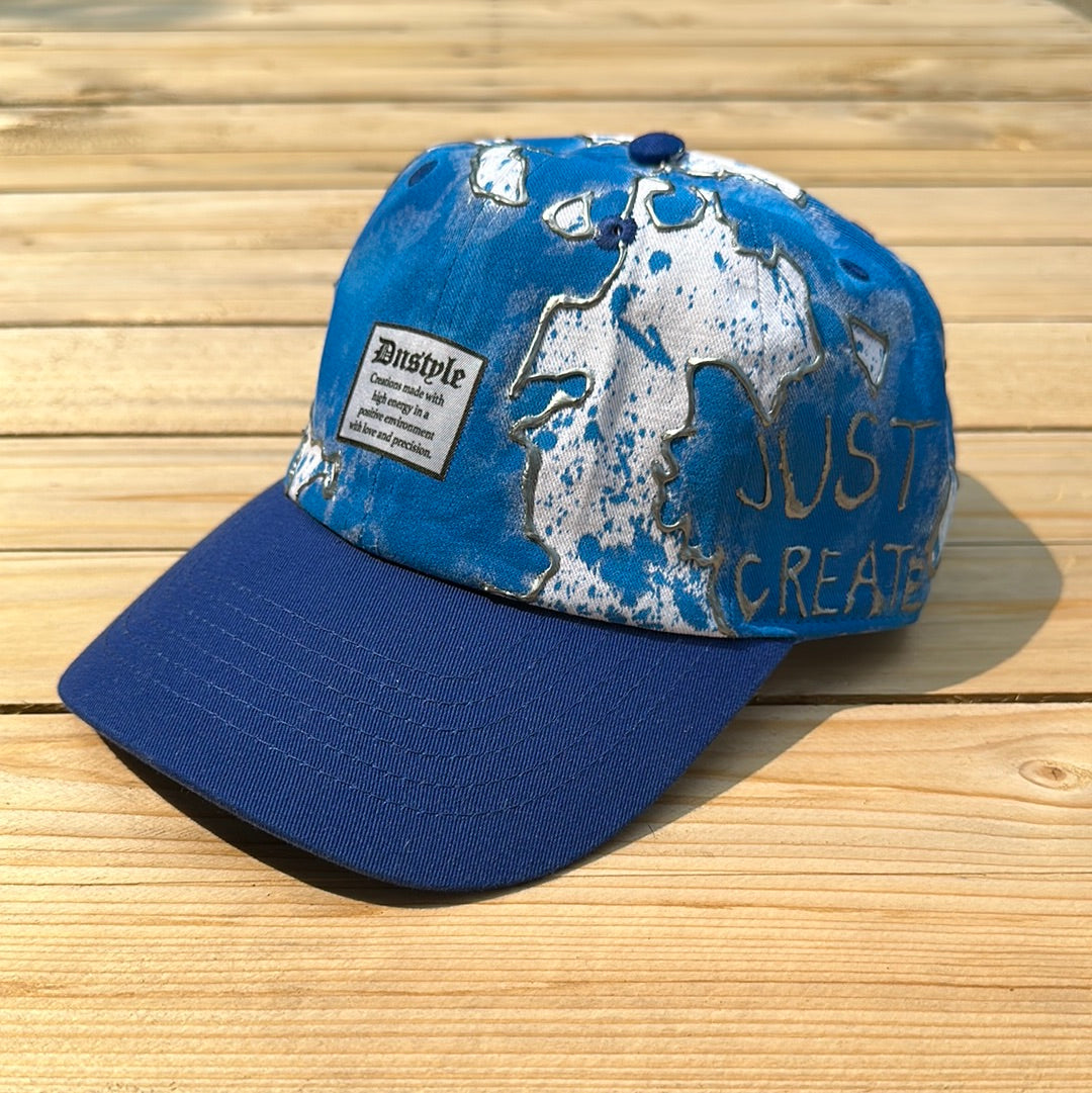 Blue x Silver x White Paint Splattered Dad Hat