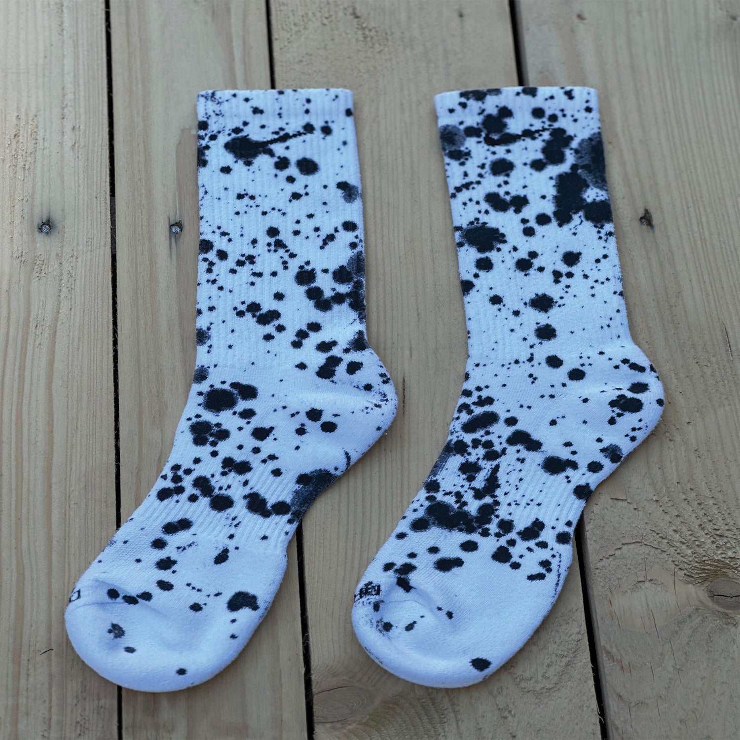 Black Paint Splattered Crew Socks