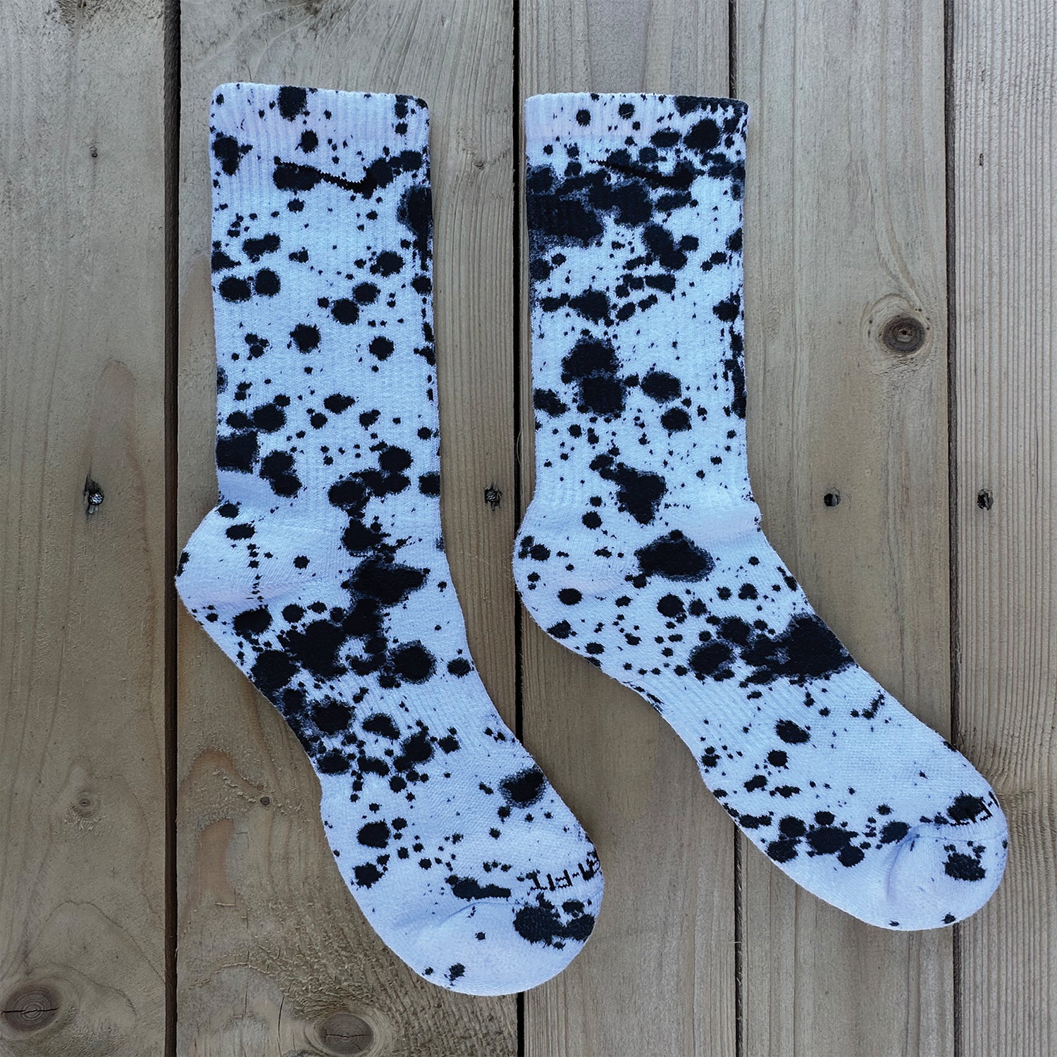 Black Paint Splattered Crew Socks