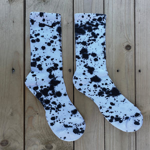 Black Paint Splattered Crew Socks