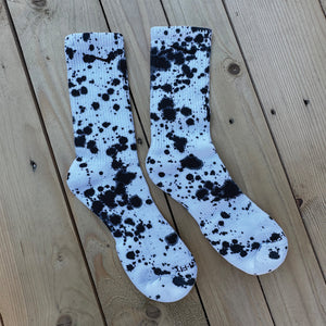 Black Paint Splattered Crew Socks