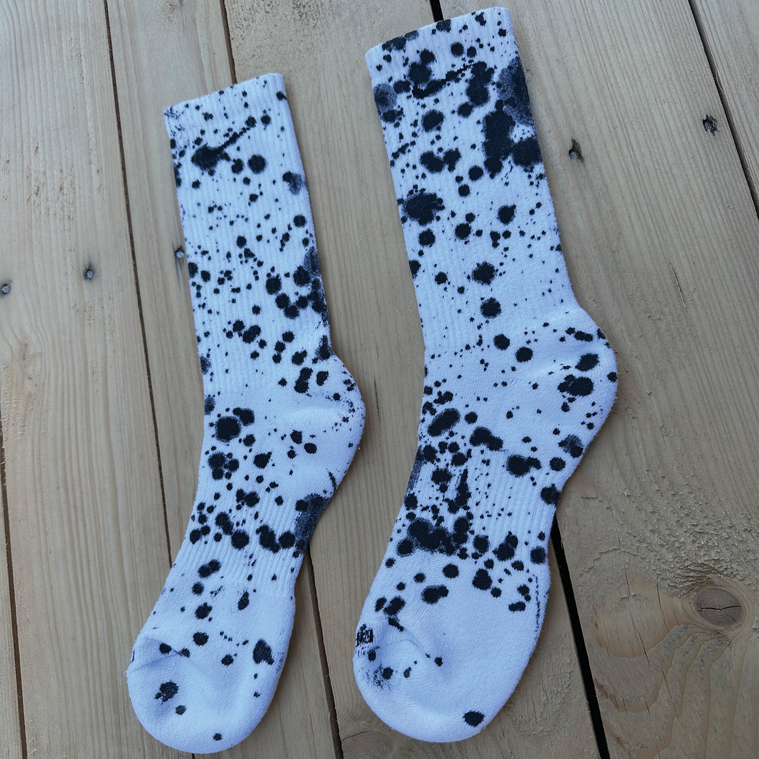 Black Paint Splattered Crew Socks