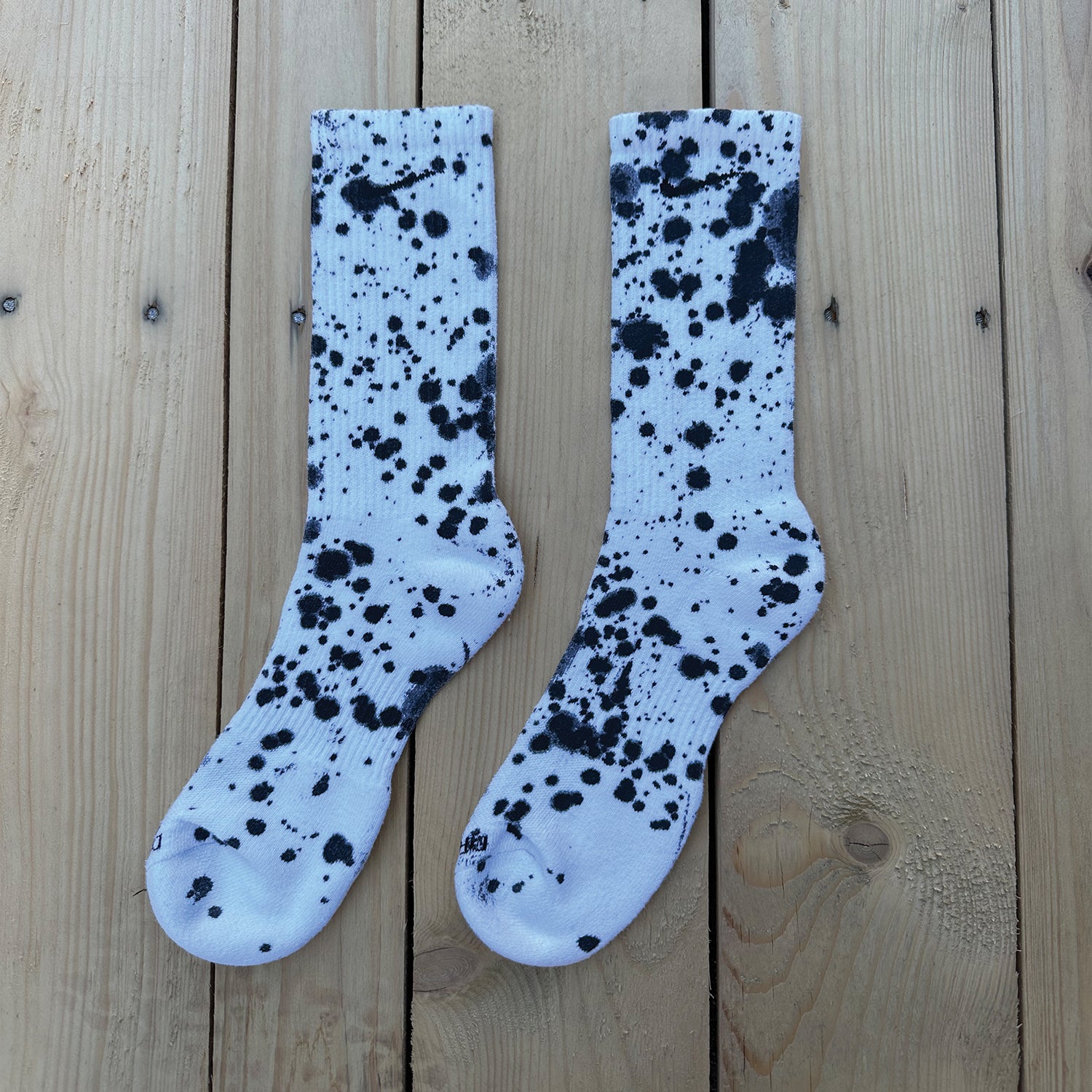 Black Paint Splattered Crew Socks