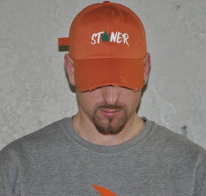 STONER DAD HAT(BURNT ORANGE/WHITE/GREEN)