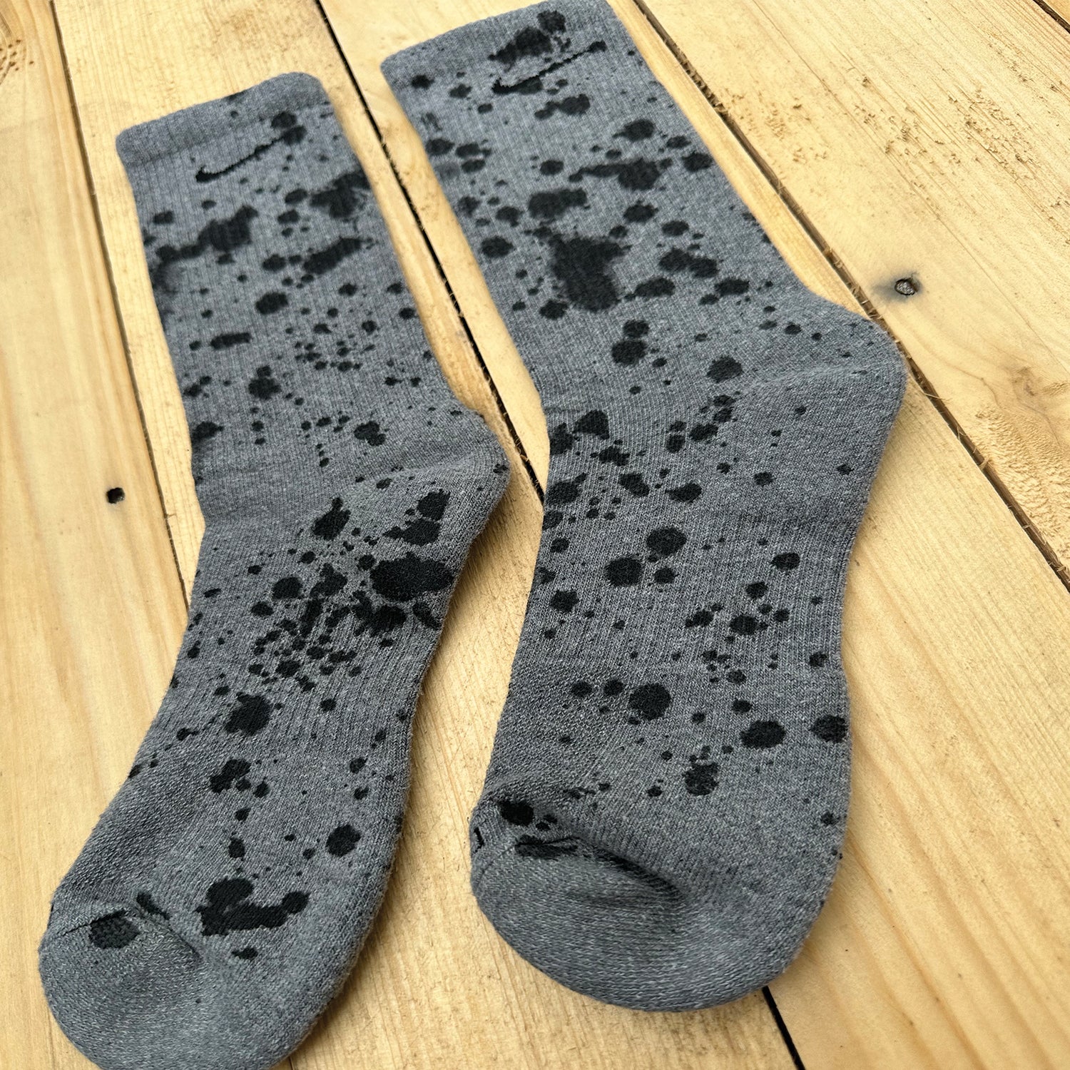 Black Paint Splattered Crew Socks