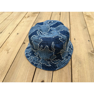 Paint & Bleach Denim Bucket Hat w/ Pocket