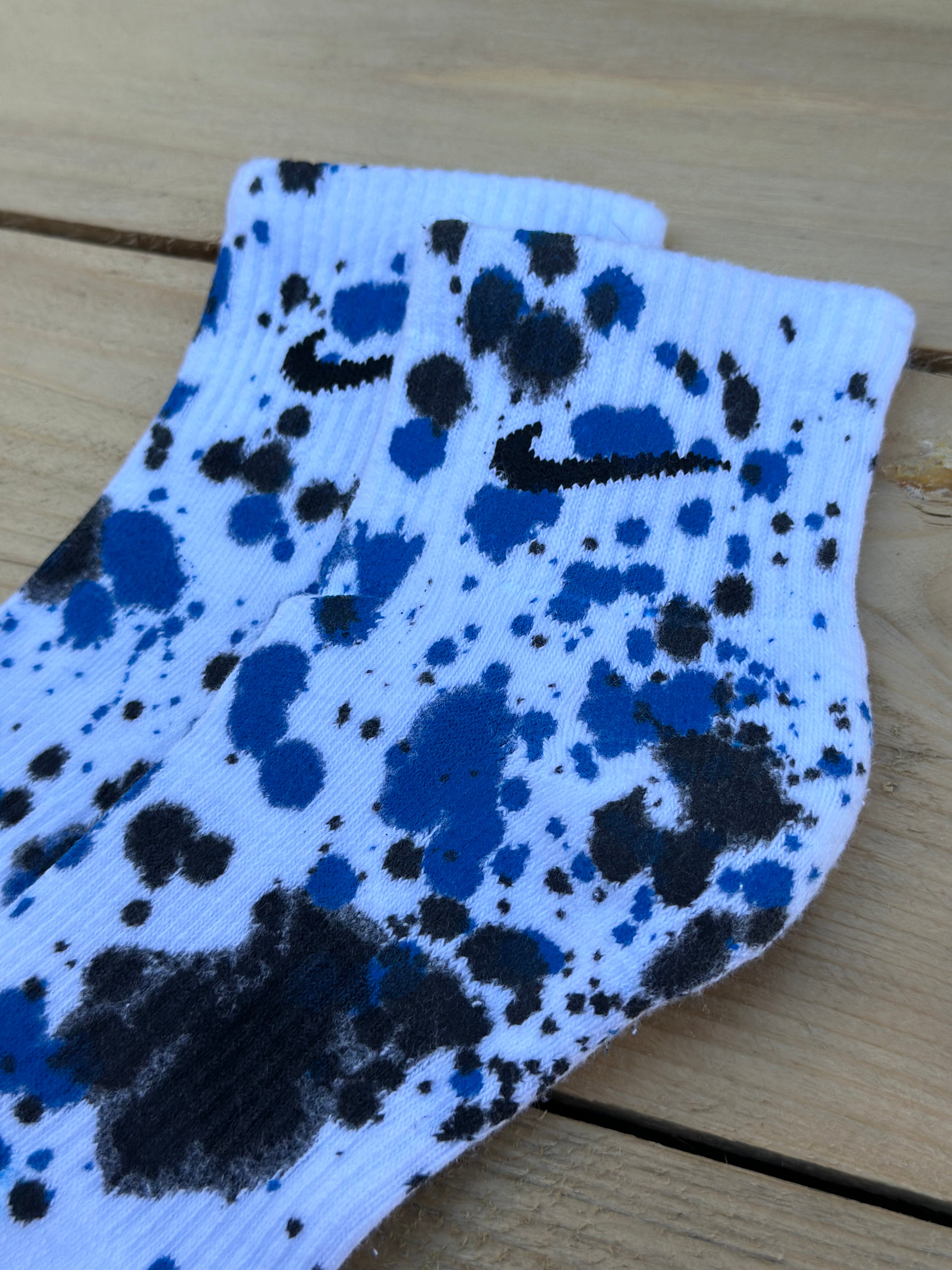 Black & Blue Paint Splattered Ankle Socks