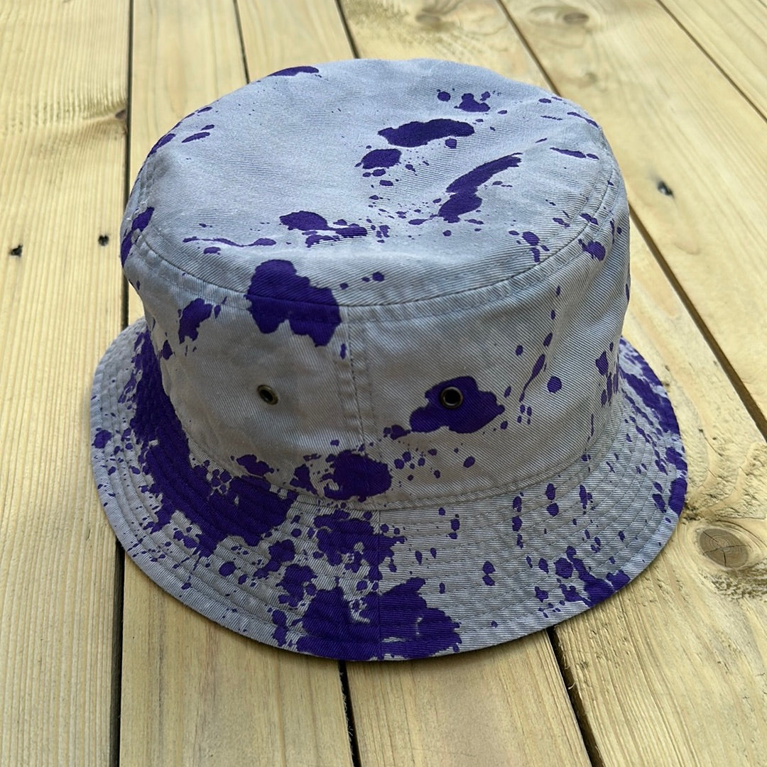 Gray x Purple Bleach & Paint Bucket Hat