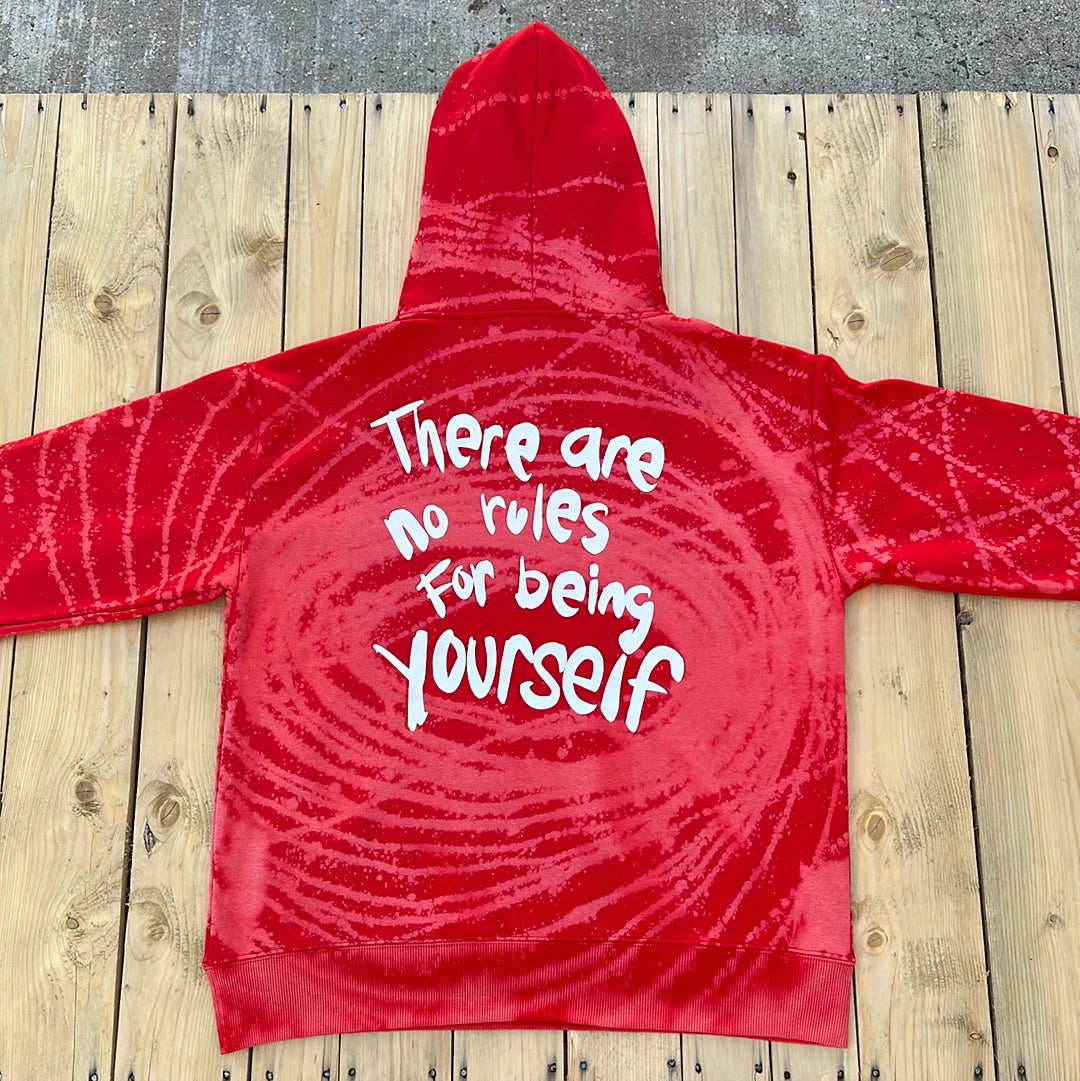 Spiral Bleached Red Heavyweight Hoodie - Large