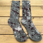 Load image into Gallery viewer, Gray x Burgundy x White Paint Splattered Crew Socks
