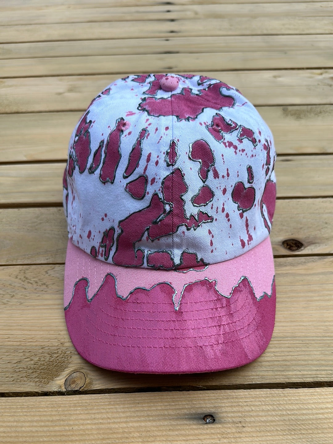 Pink & Gray Paint Splattered Dad Hat